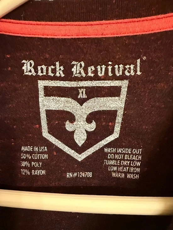Rock Revival Maroon Heathered Short Sleeve Logo Tee - Picture 3 of 4